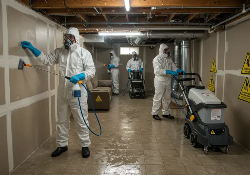 Basement Moisture Removal and Structural Drying process in Milford, IN